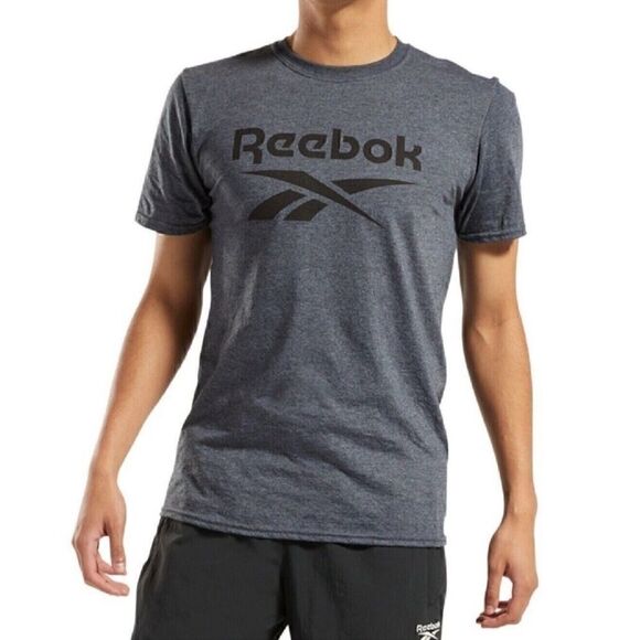 New Reebok Men's Identity Logo Graphic T-Shirt Dark Charcoal Heather Size S - Picture 1 of 6